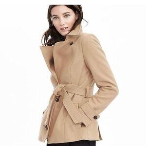 Banana Republic Italian Melton Wool Short Trench Jacket/Coat size 2P